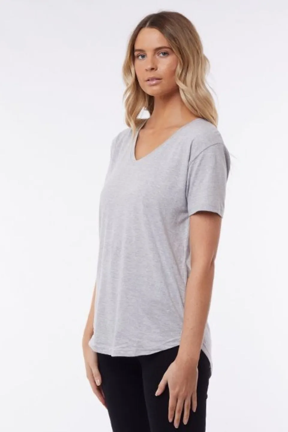 Marvelous V Neck Grey Marle Tee