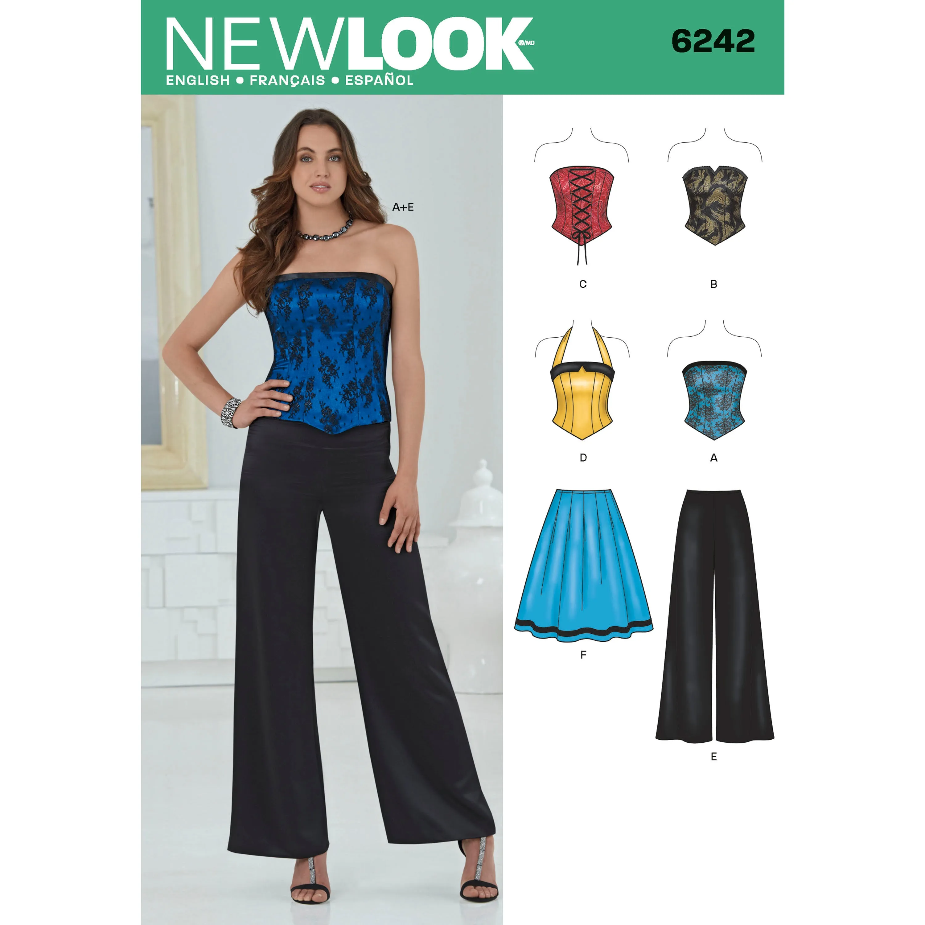 Misses' Corset Top, Pants and Skirt - New Look Sewing Pattern N6242