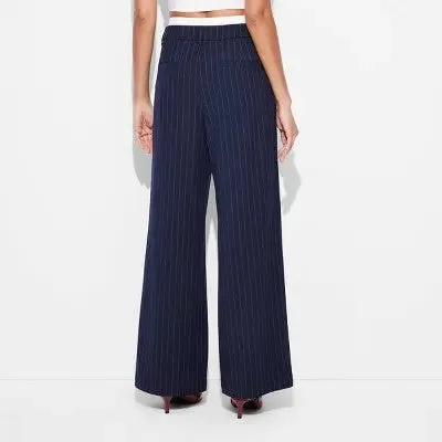 New - Women's High-Rise Wide Leg Boxer Trousers - Wild Fable