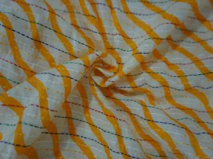 Orange Stripes Print Cotton Fabric