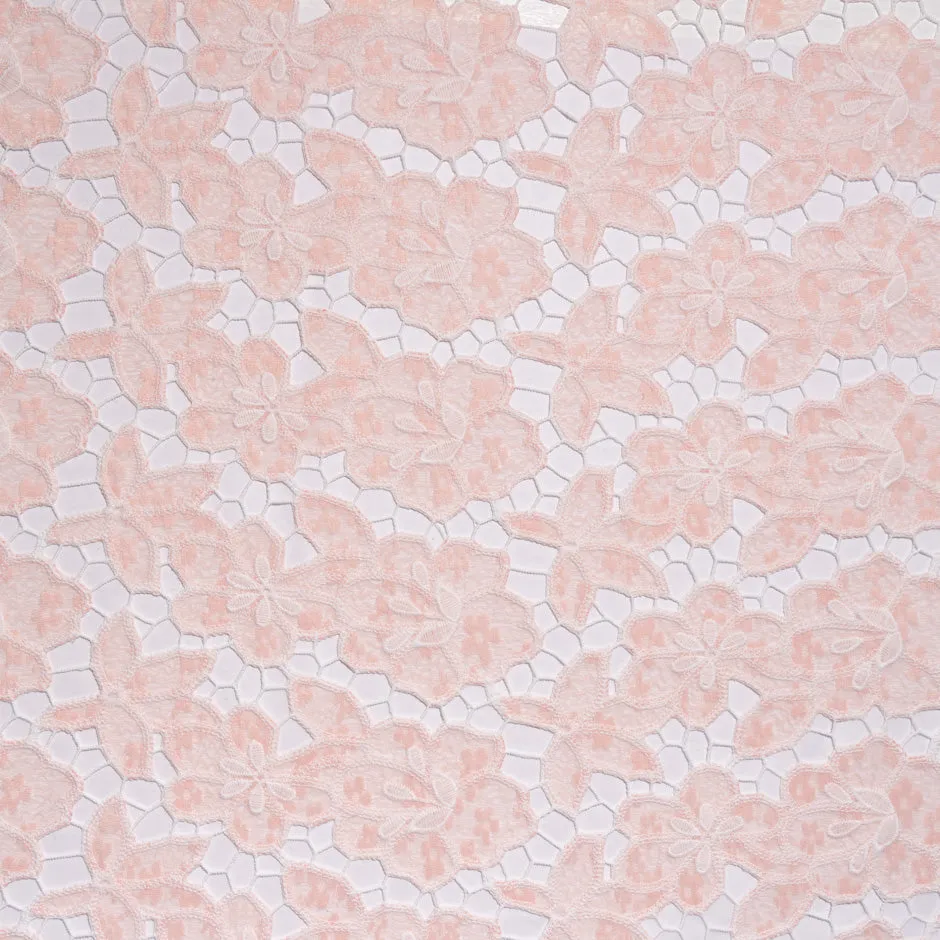 Pale Pink Floral Printed Embroidered Microfibre