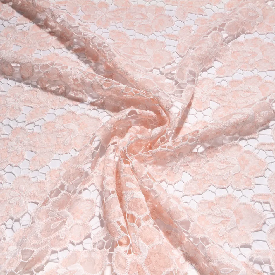 Pale Pink Floral Printed Embroidered Microfibre