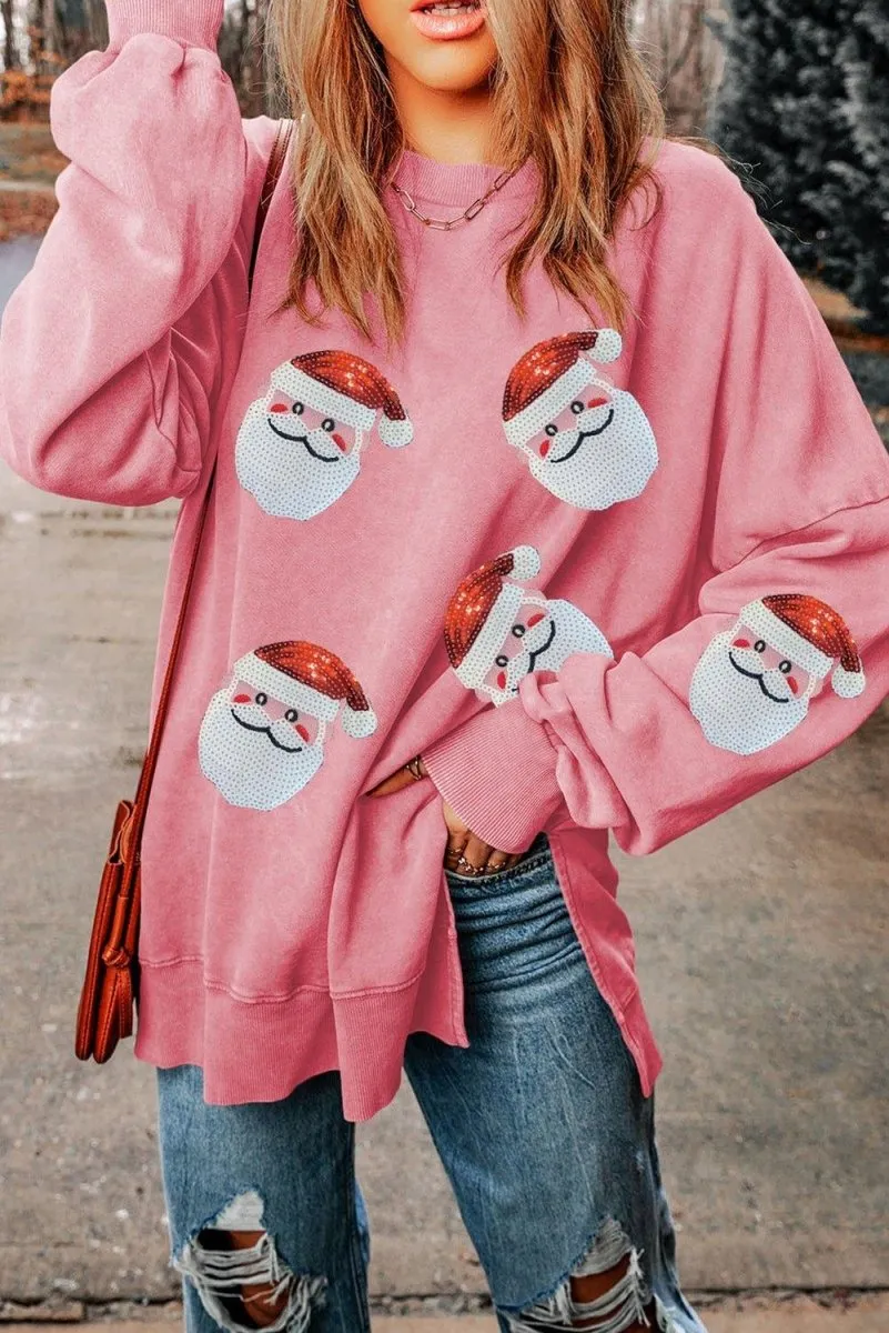 Pink Sequined Santa Clause Sweatshirt