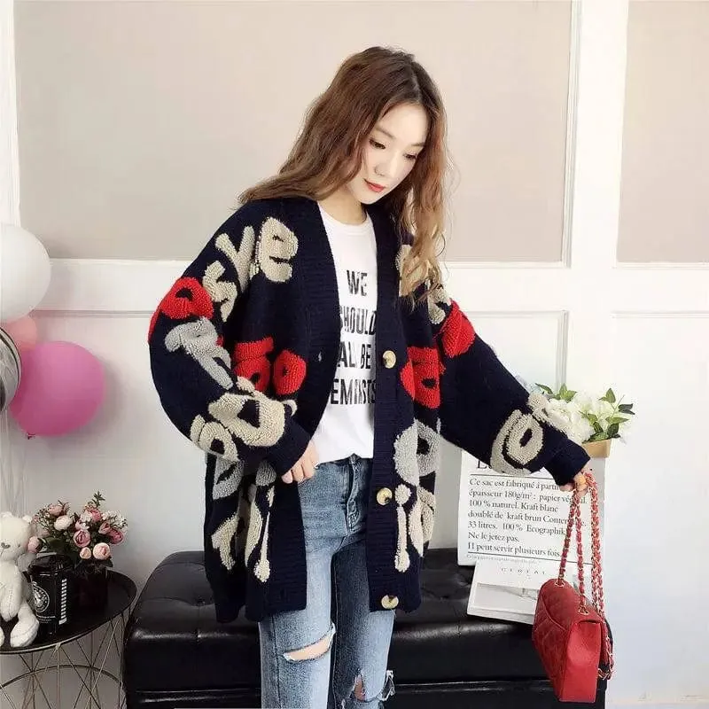 Relaxed Elegance: Women's Loose Knitted Slouchy Style Cardigan