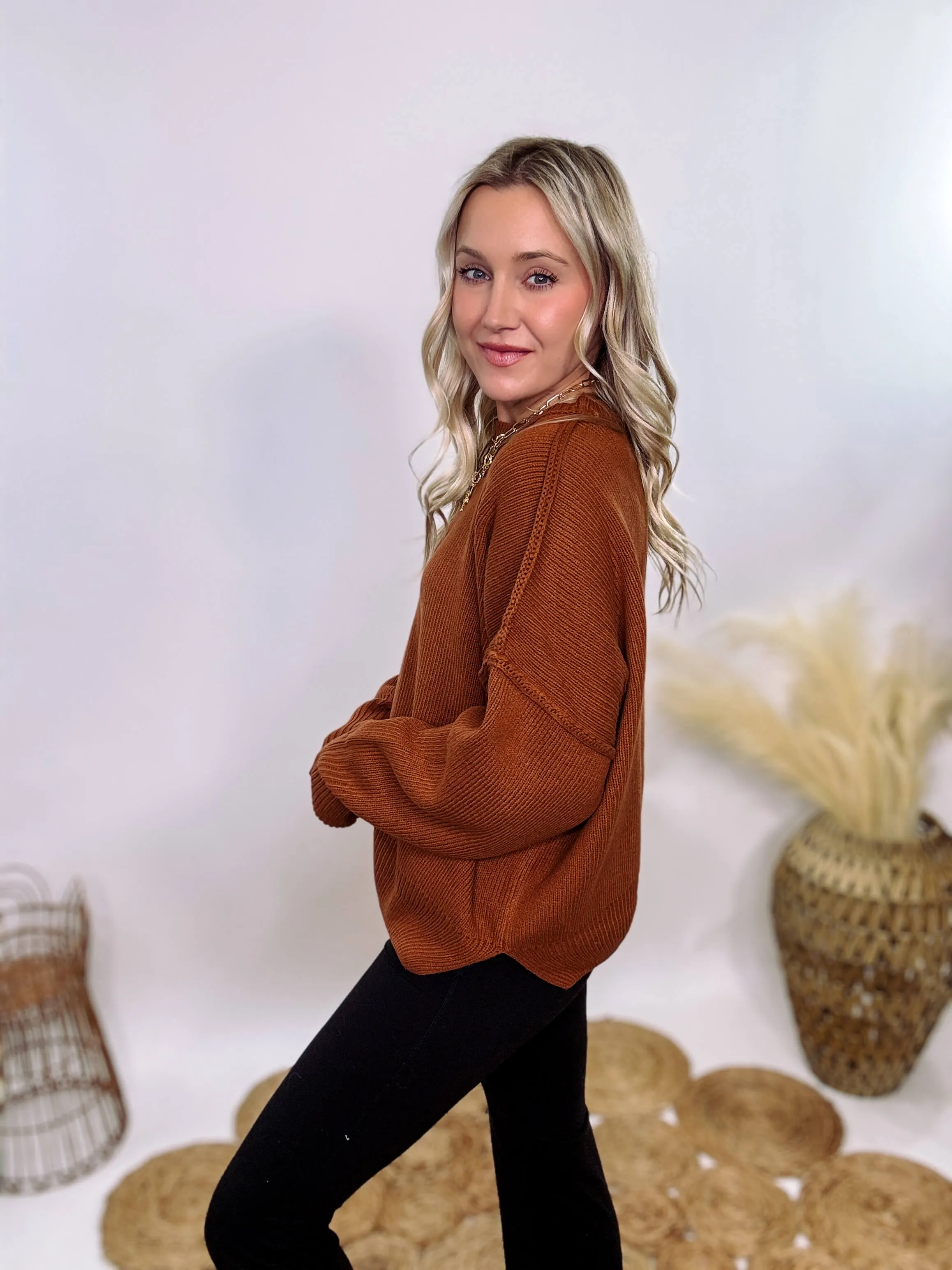 Rust Oversized Long Sleeve Sweater