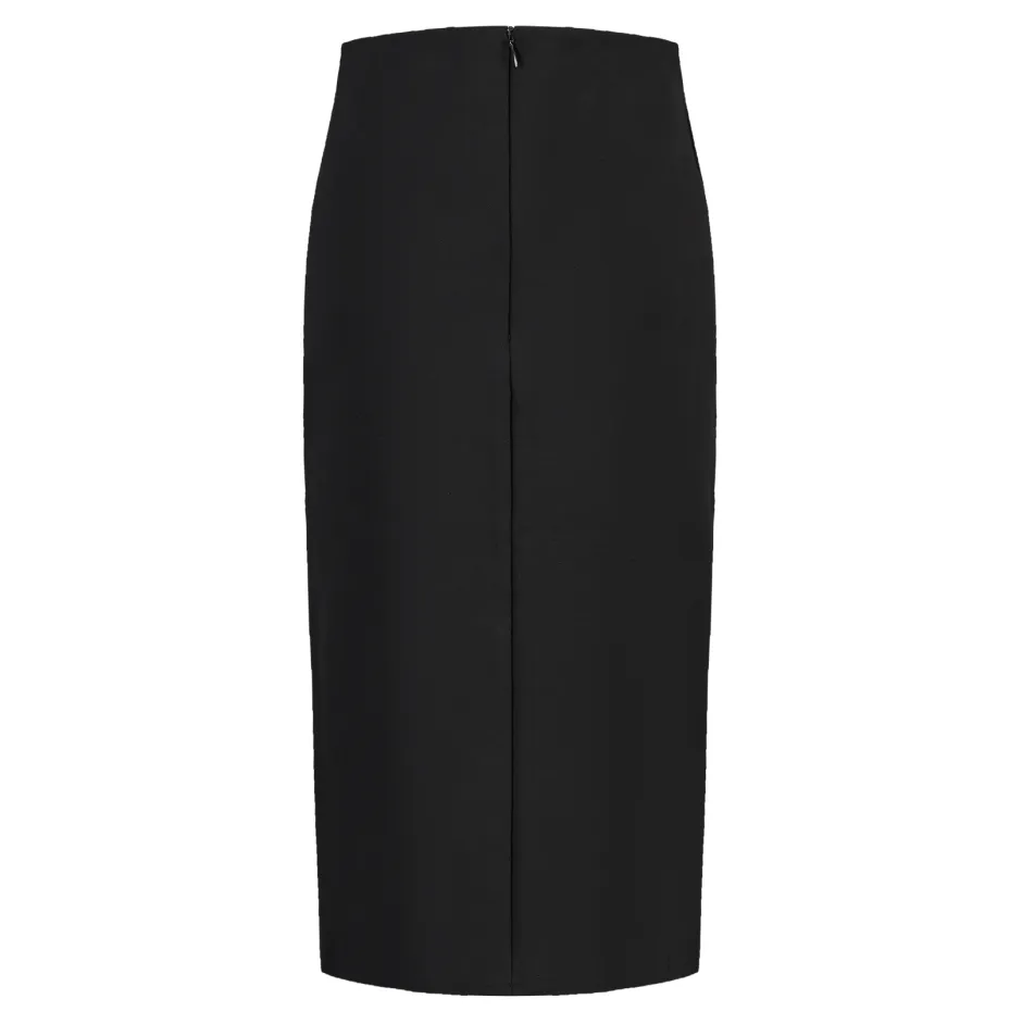 Skirt SK2151 - midi length - black milano - slinky skirt