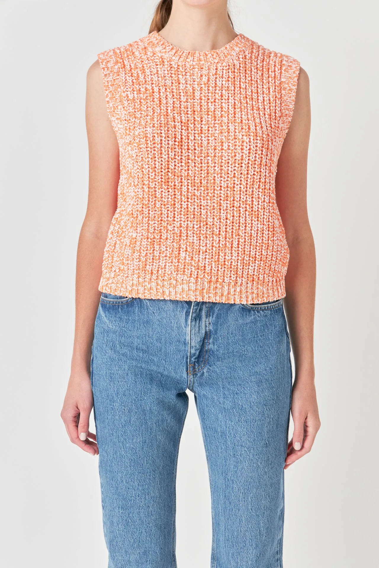 Sleeveless Ribbed Knit Sweater