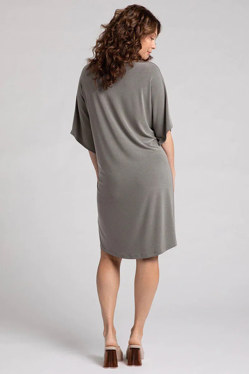 Slouchy V-Neck Dress With Tie