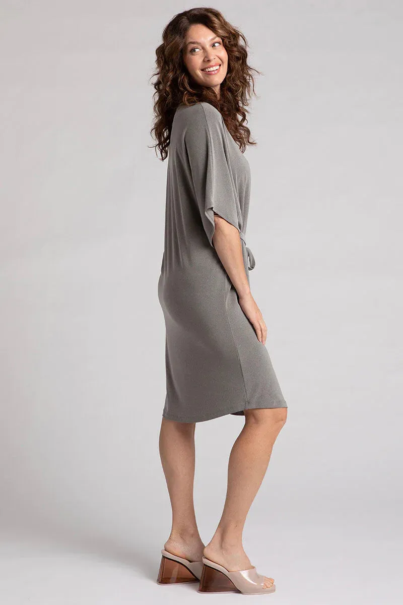 Slouchy V-Neck Dress With Tie