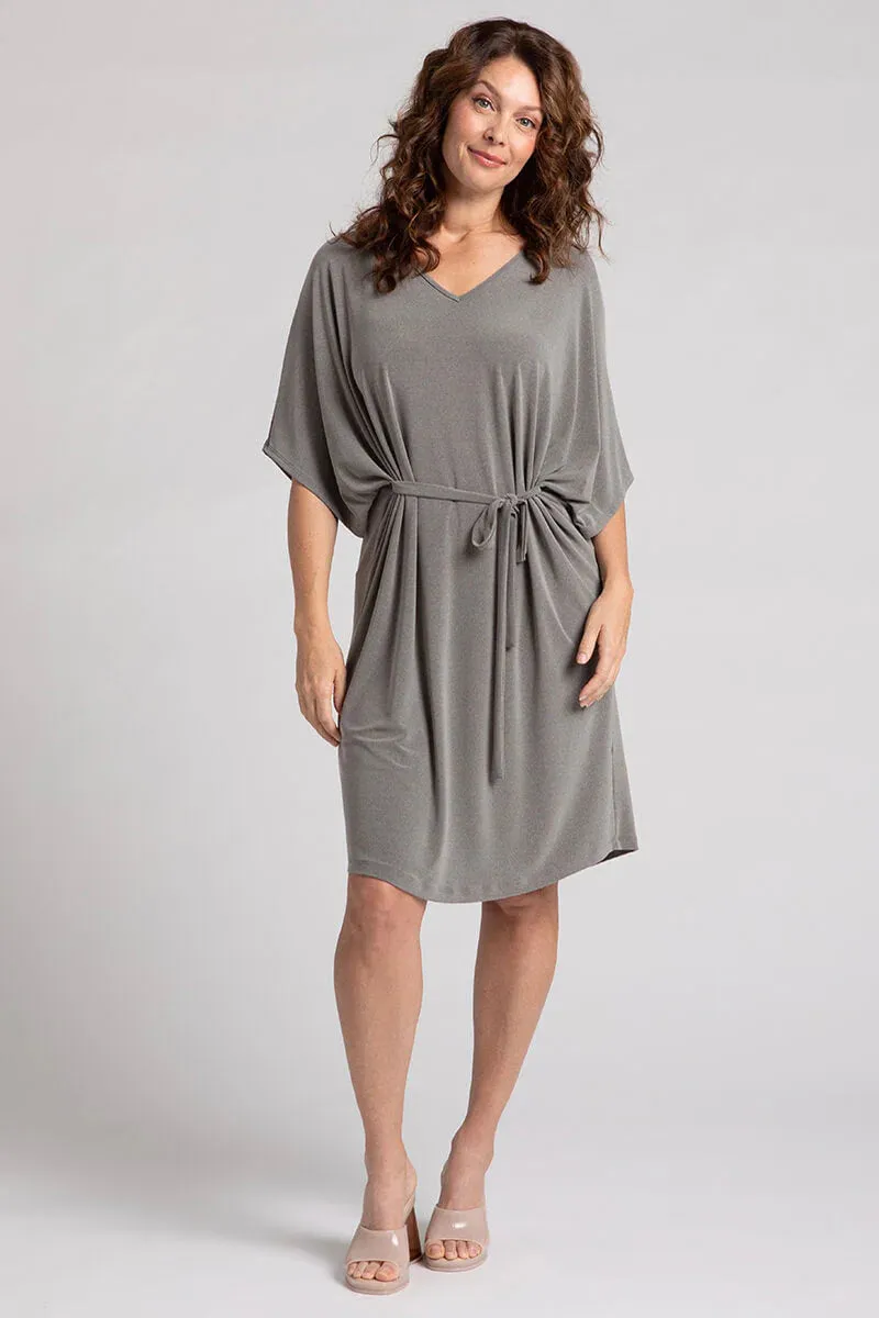 Slouchy V-Neck Dress With Tie