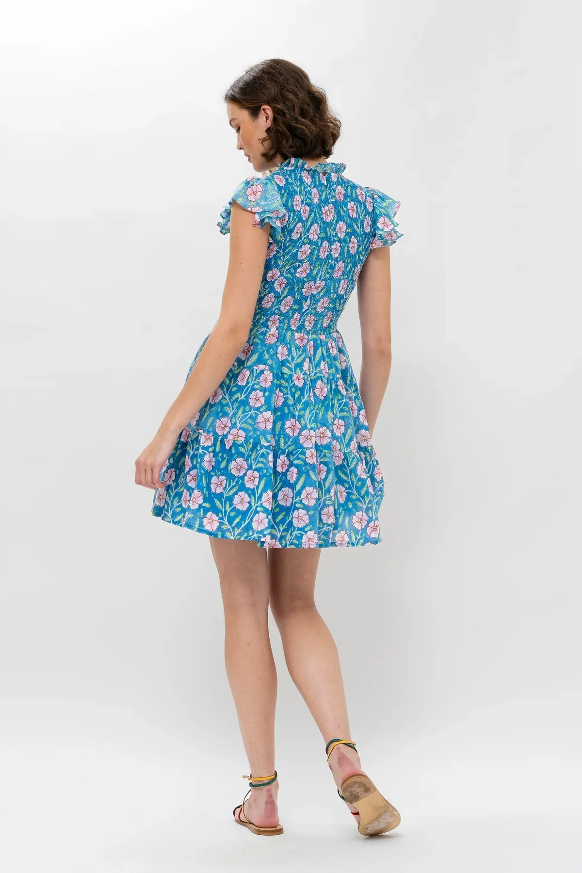 Smocked Flirty Mini Dress - Amalfi Blue