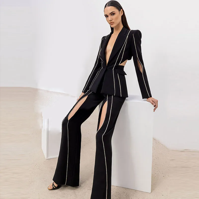 Star Studded Women's Fancy Pantsuit Drama | Suit Coat | Dressy Pantsuit | Two piece outfit set