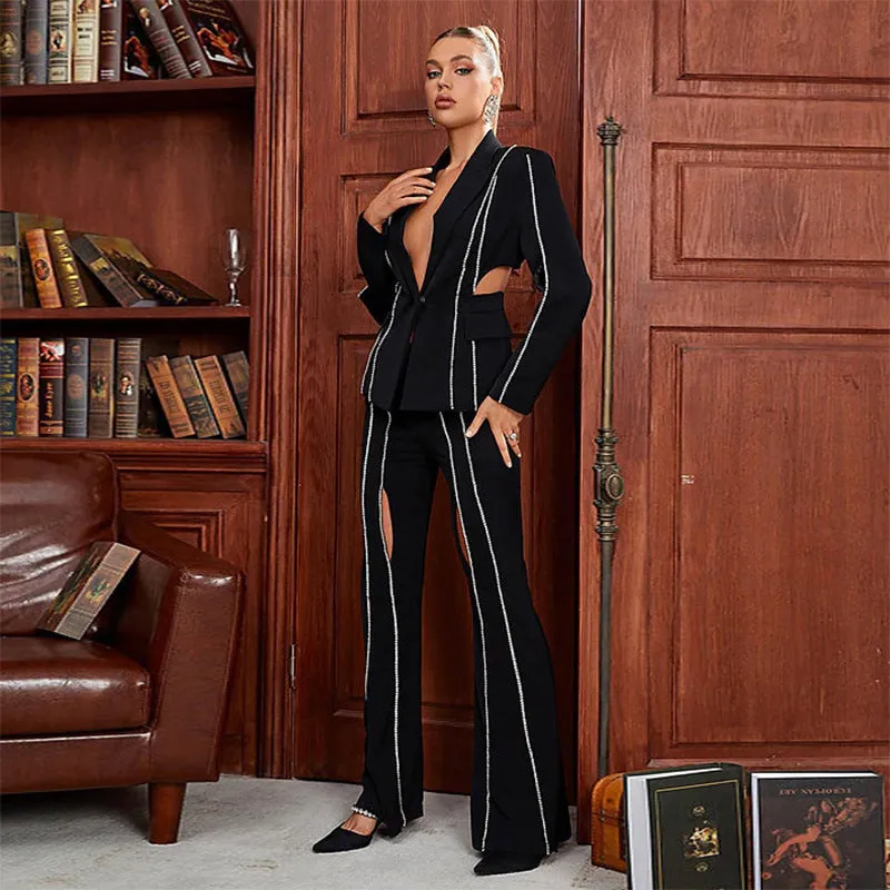 Star Studded Women's Fancy Pantsuit Drama | Suit Coat | Dressy Pantsuit | Two piece outfit set