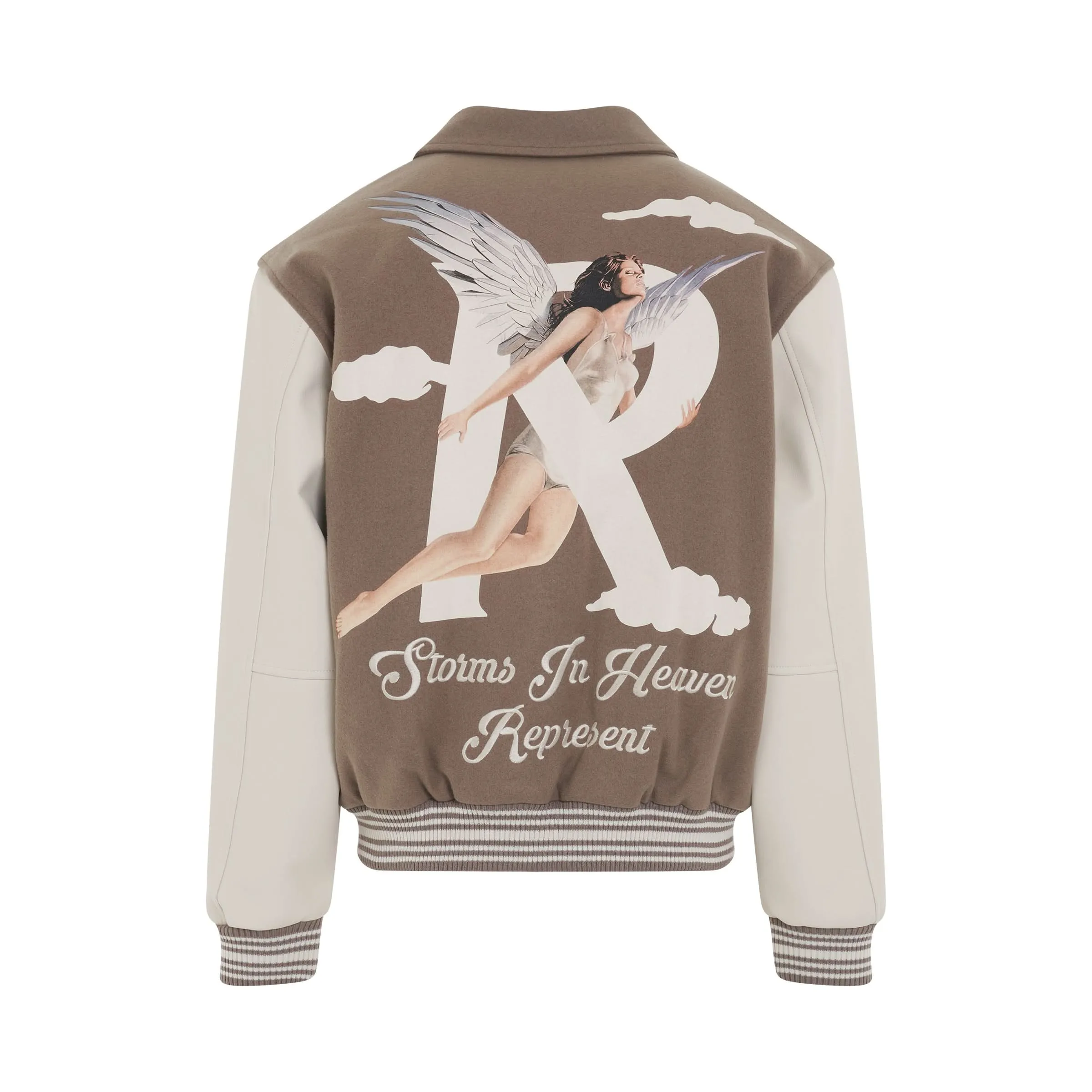 Storms in Heaven Varsity Jacket in Mushroom