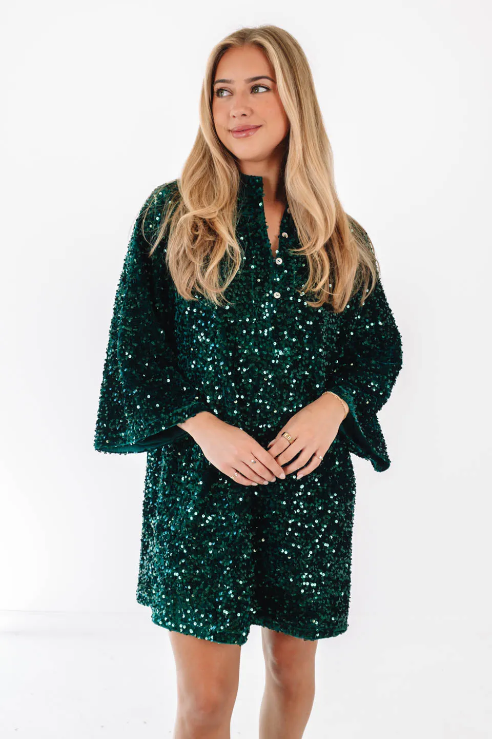 The Alli Button Up Dress - Green