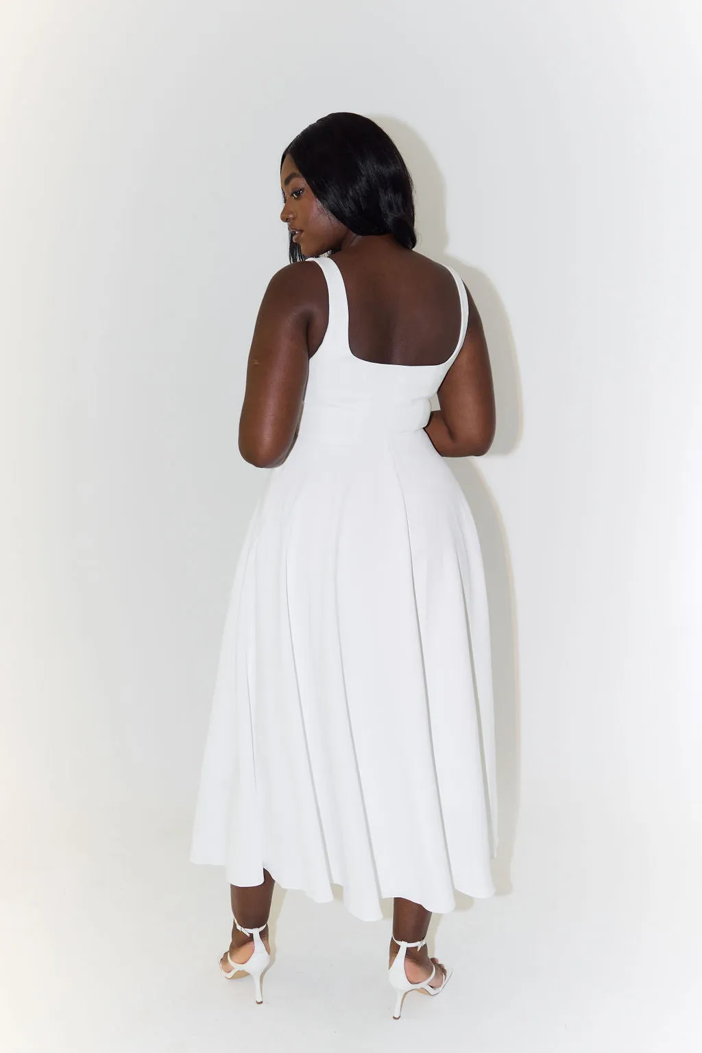 The Ultimate Muse High Waist Square Neck Midi Dress