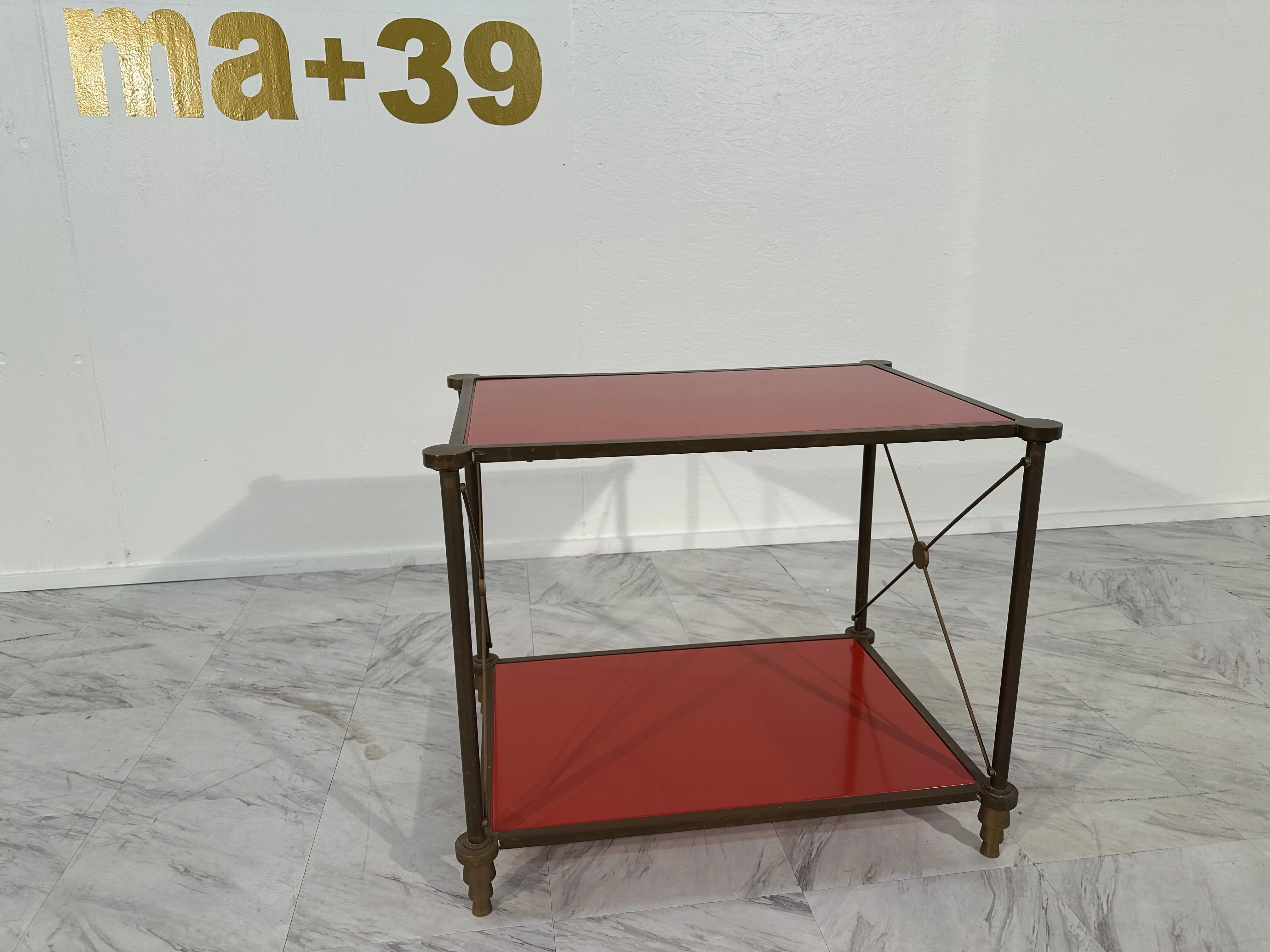 Vintage Italian Brass and Glass Side Table 1980s