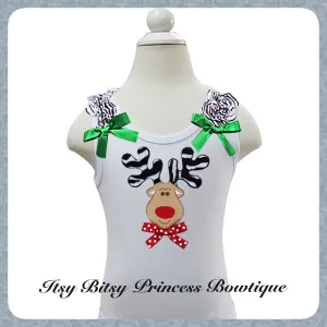 Zebra Reindeer White Tank Top