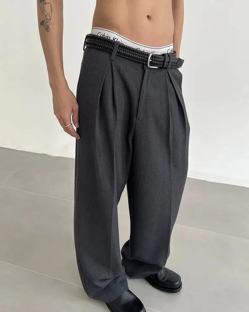 Zhou Fold Pleated Relaxed Fit Trousers