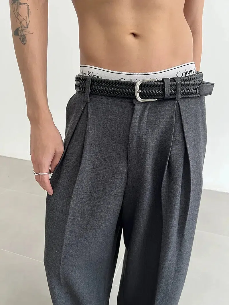 Zhou Fold Pleated Relaxed Fit Trousers